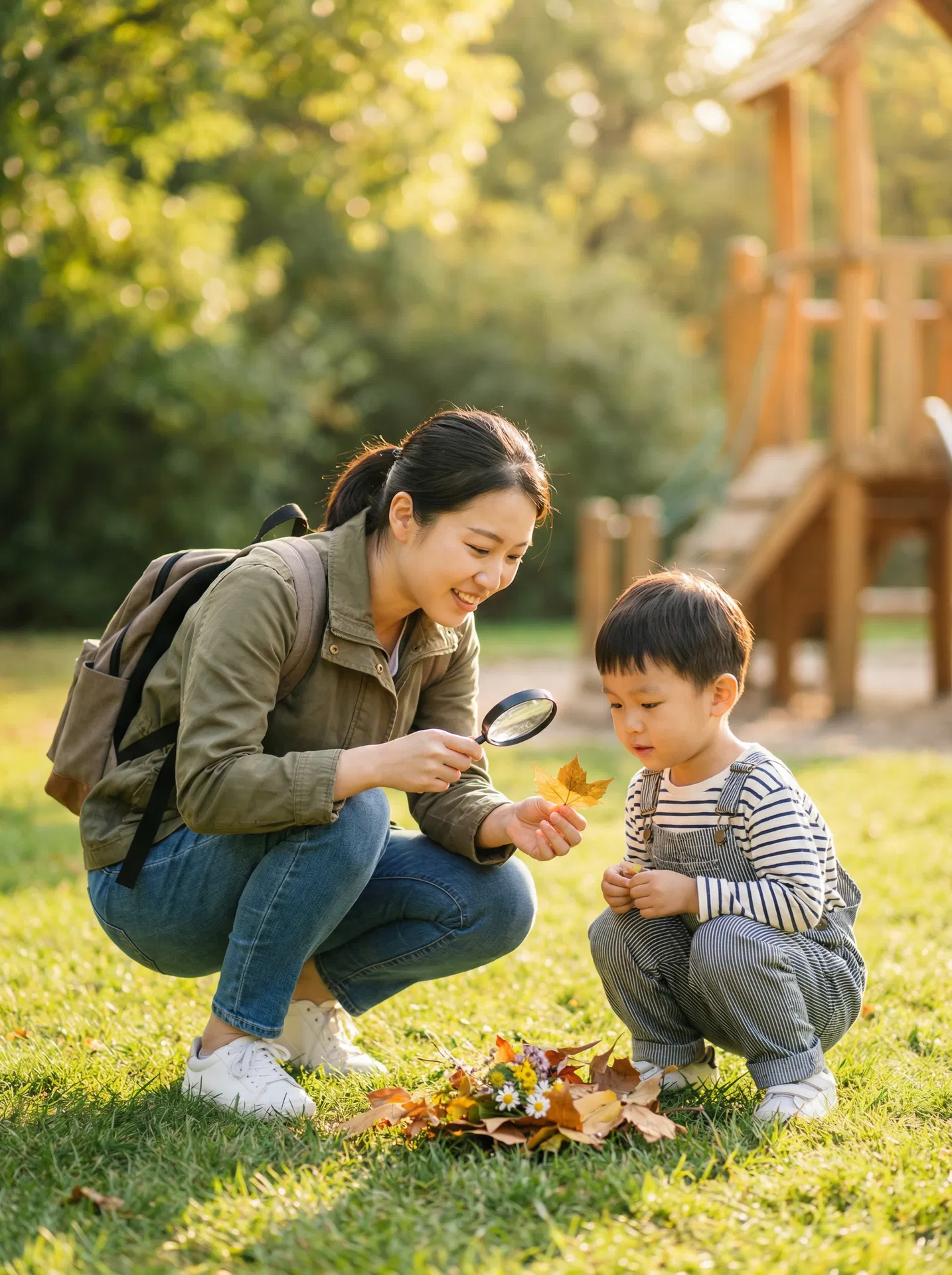 大學生帶孩子戶外活動