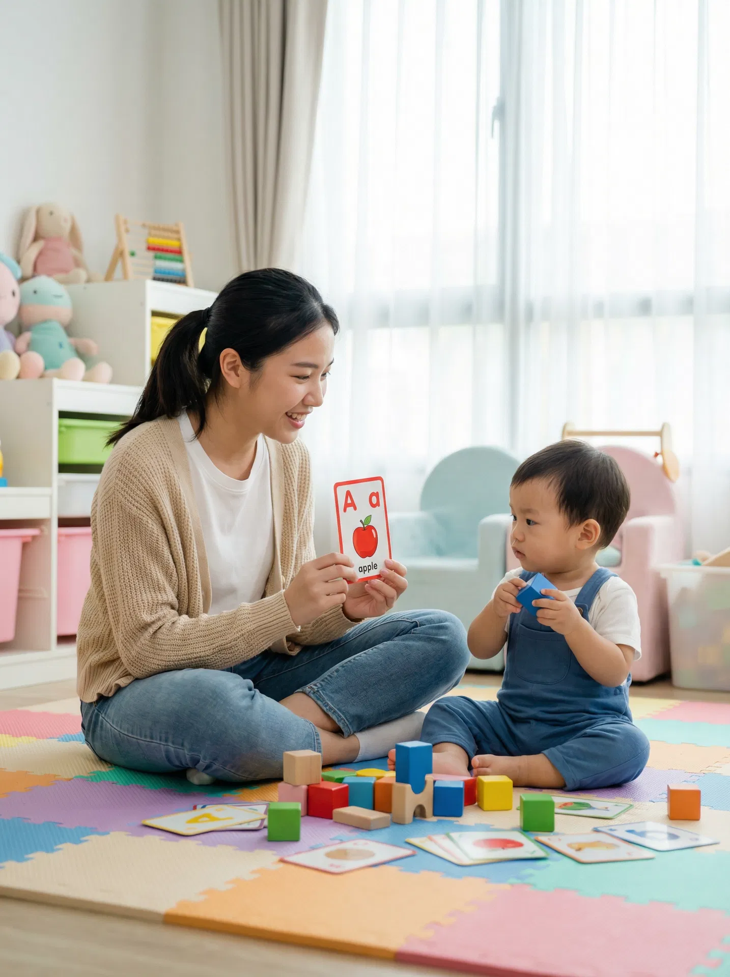 大學生教孩子學英文