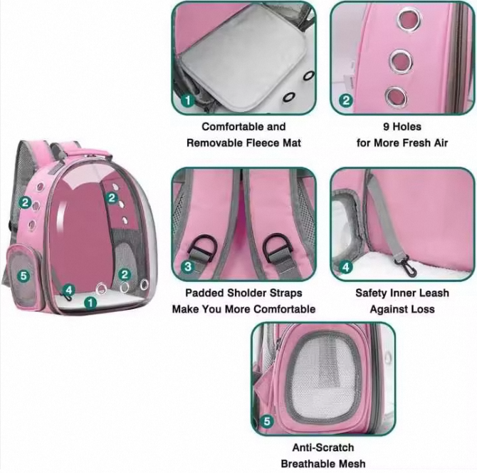 Transparent and breathable cat bubble backpack 3