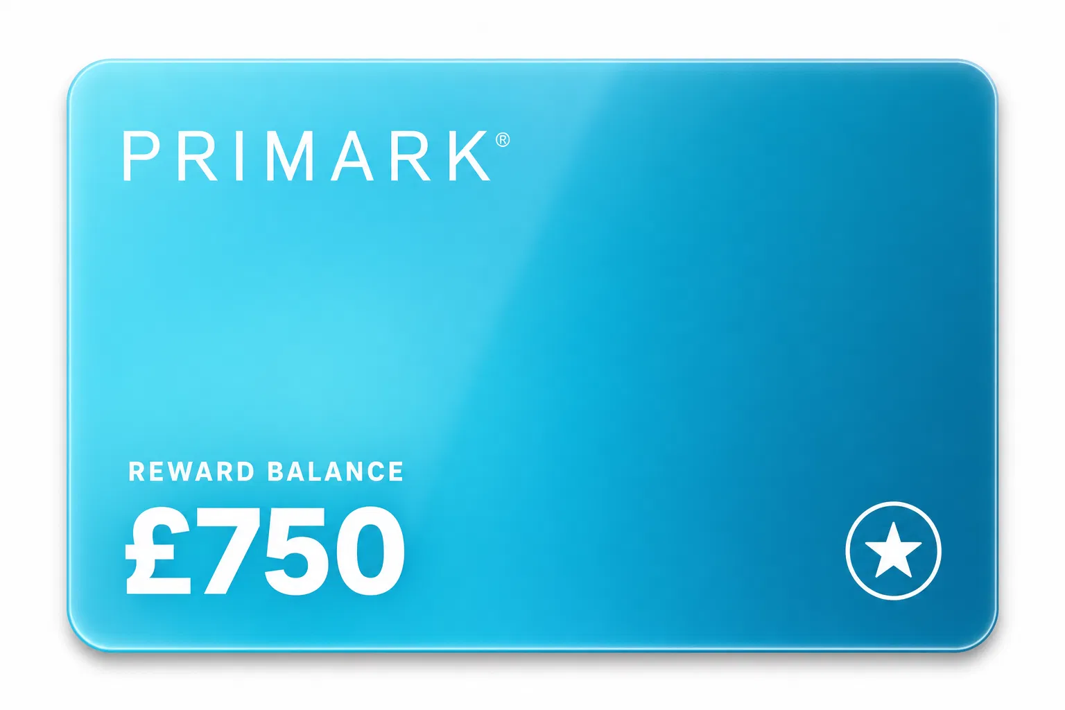 Primark Reward Card showing £750 balance