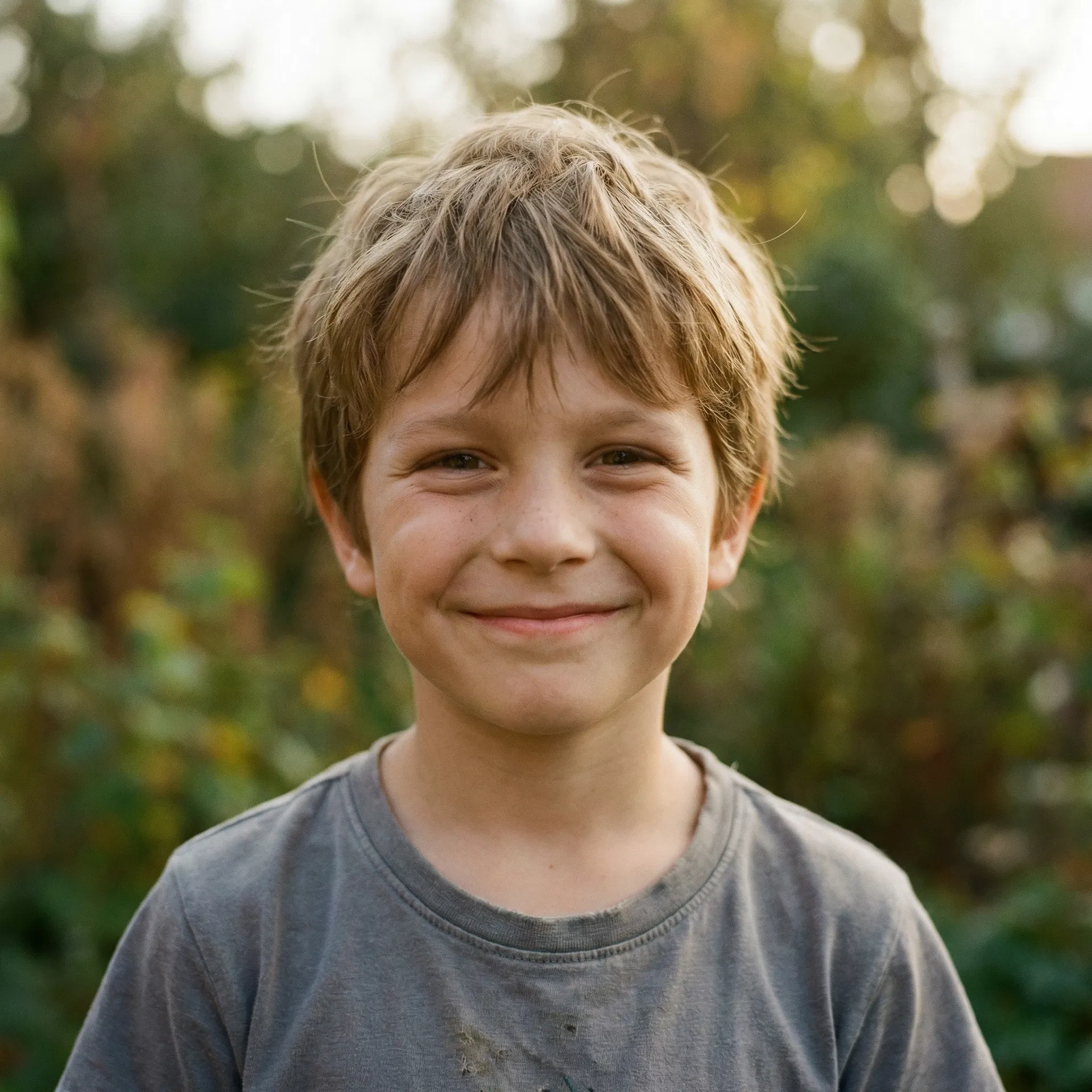 Junge nutzt Moodsticker vor der Schule