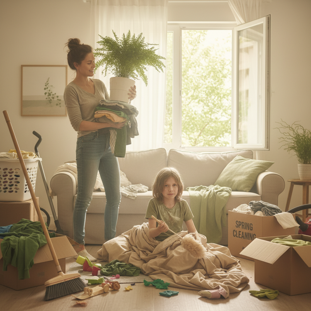 Familienchaos im Mai: Wenn der Frühlingsputz zum Stress wird