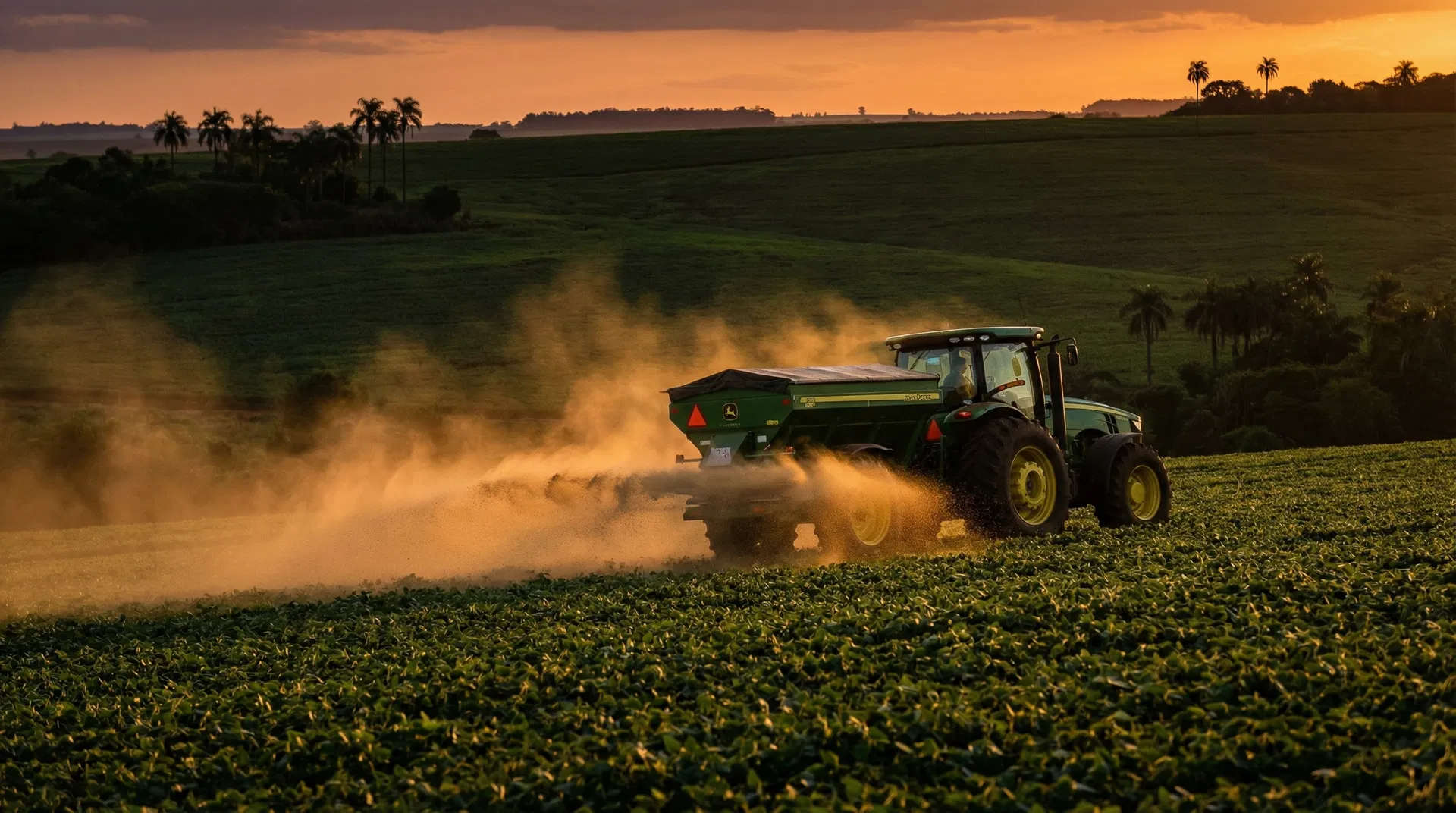 Aplicación de fertilizante Agrotécnica en campo paraguayo