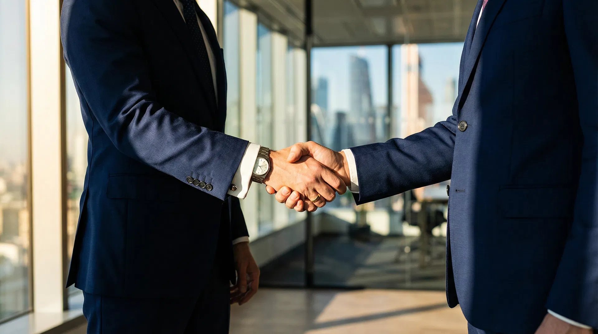 Business professionals closing a deal