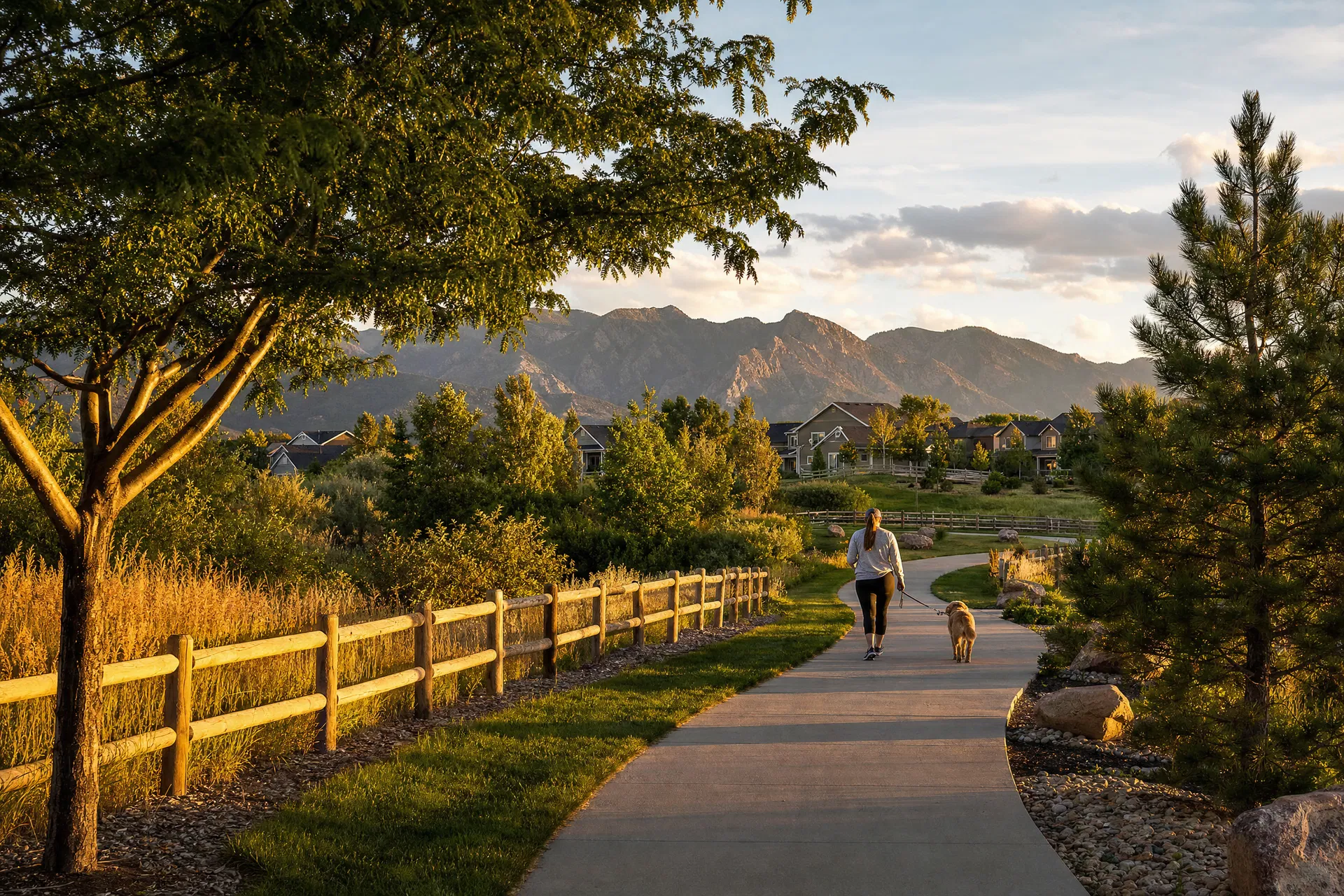 Broomfield community trail at golden hour