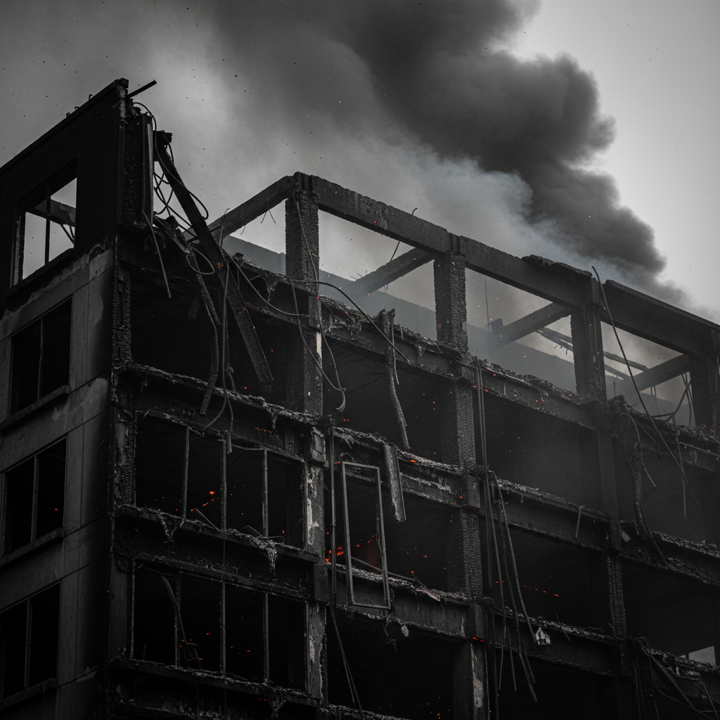 У центрі Києва на Хрещатику горить офісна будівля: зафіксовано обвал перекриття та сильне задимлення