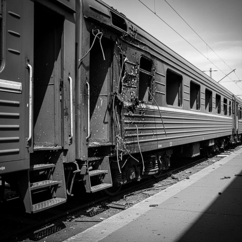 Росія атакувала пасажирський потяг на Харківщині трьома «Шахедами»: двоє людей поранені