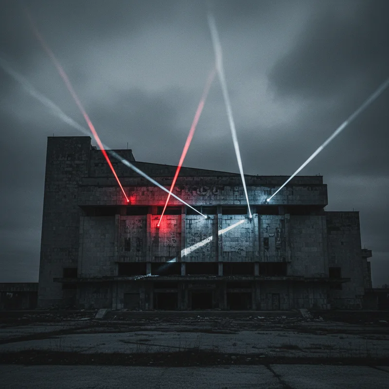 Окупанти у Маріуполі: Драмтеатр, місце масового вбивства, підсвітили кольорами російського прапора