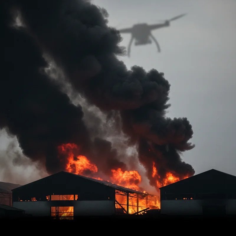 Масштабна пожежа на складі Roshen у Яготині після нічної атаки російських безпілотників