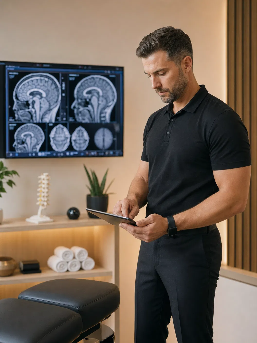Practitioner reviewing brain-based assessment data