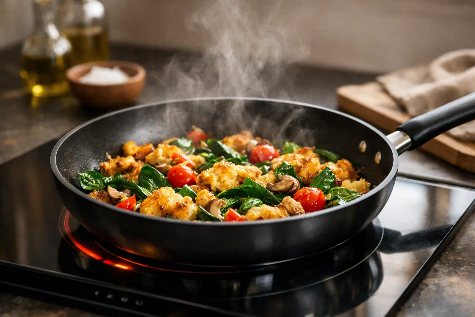 요리 중인 락앤락 프라이팬