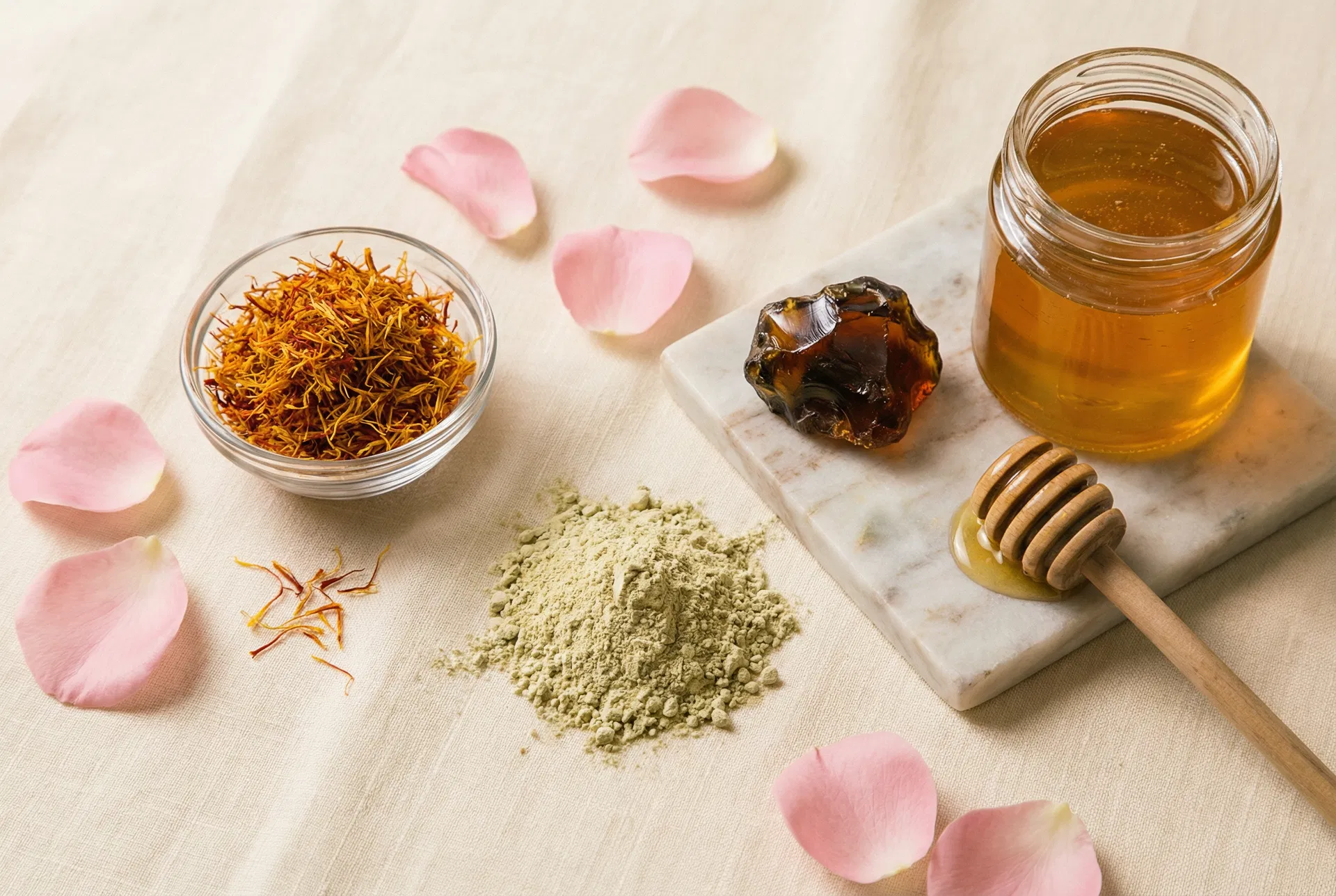 Bloomin powered by natural botanicals — saffron, shatavari, shilajit, honey