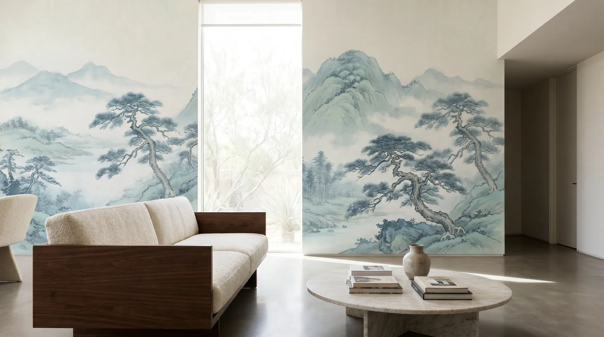 Custom wall murals Las Vegas — abstract luxury mural in elegant entryway