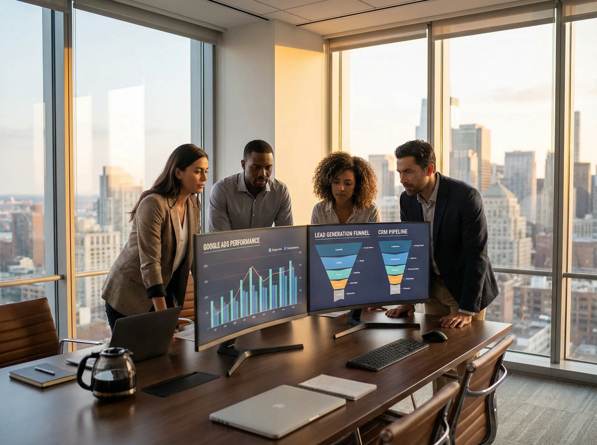 Marketing analytics dashboard showing lead generation performance