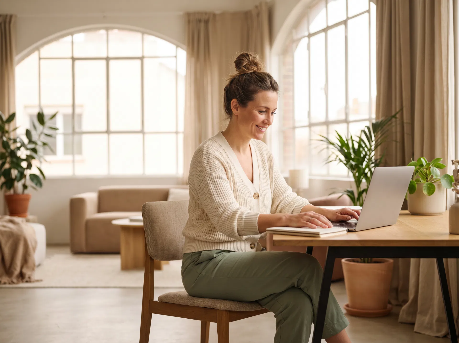 Self-employed professional working in a bright modern studio