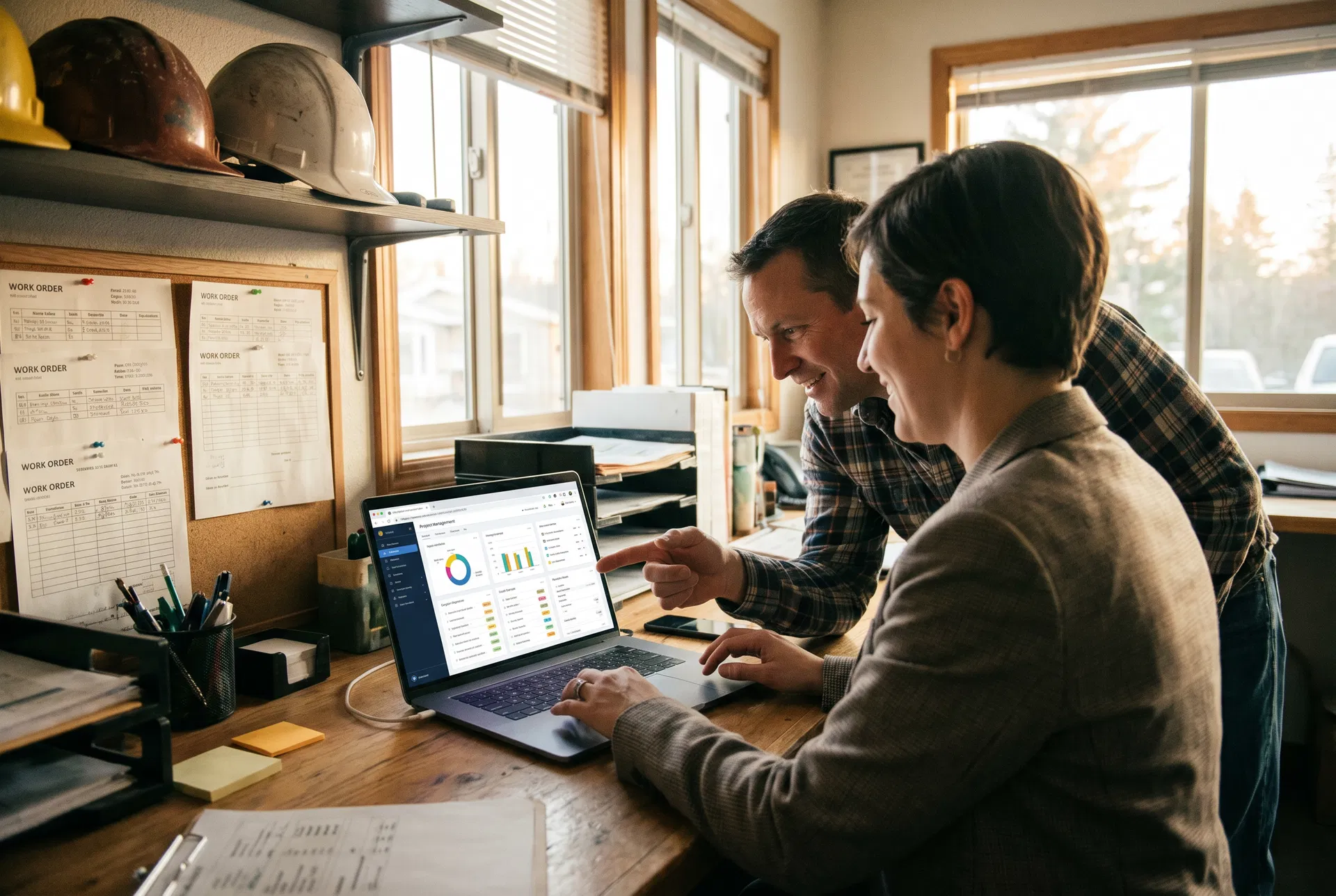 Partner working alongside a business owner