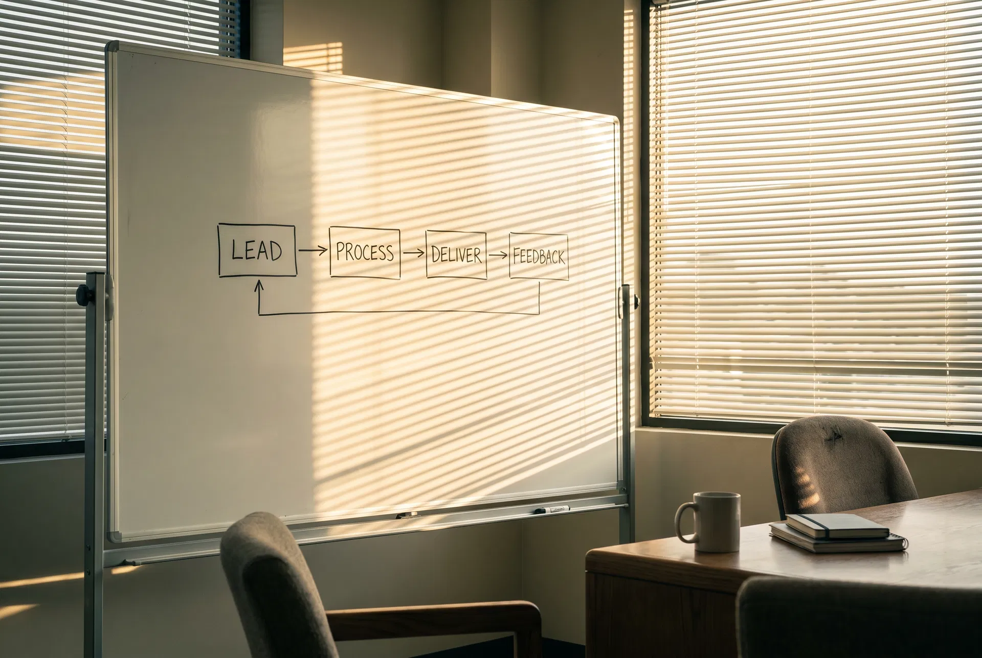 Morning clarity on a whiteboard