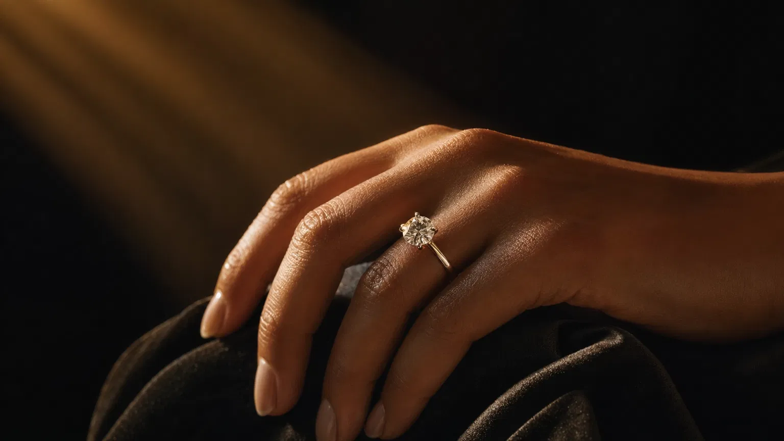 Diamond ring on velvet