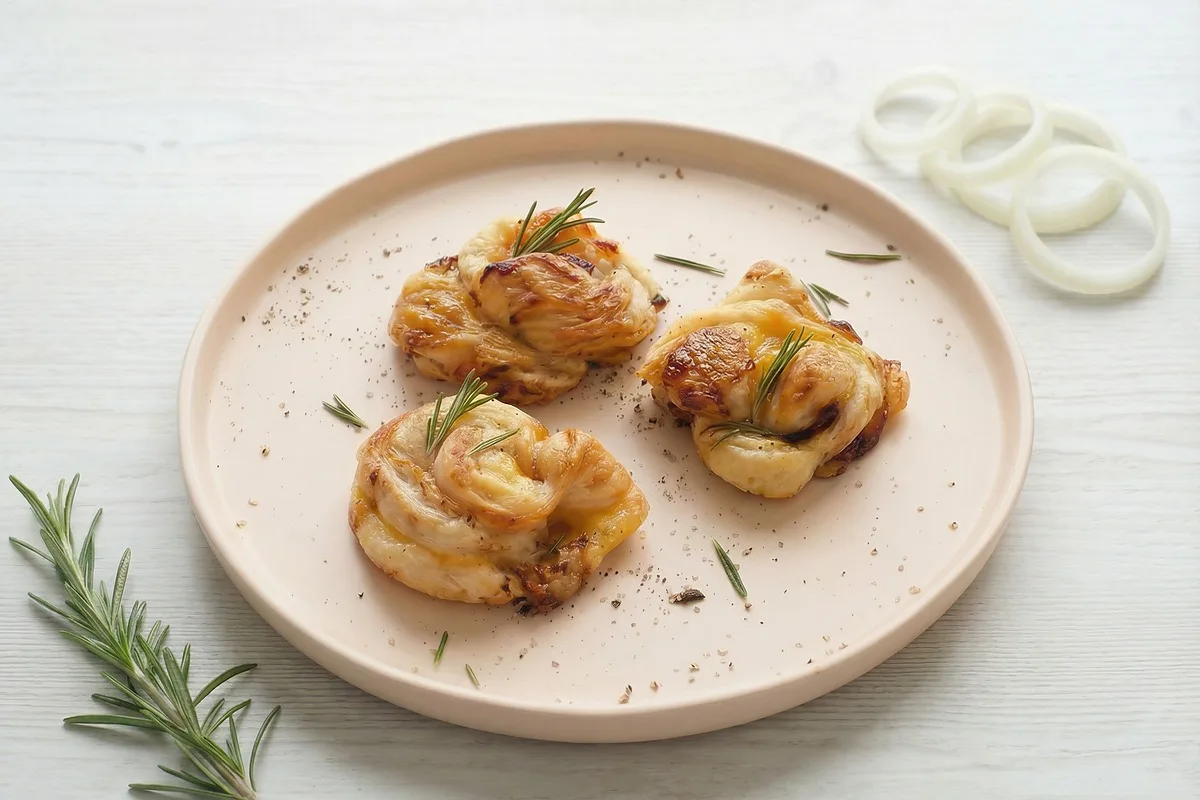 Zwiebel-Käse-Blätterteig-Schnecken
