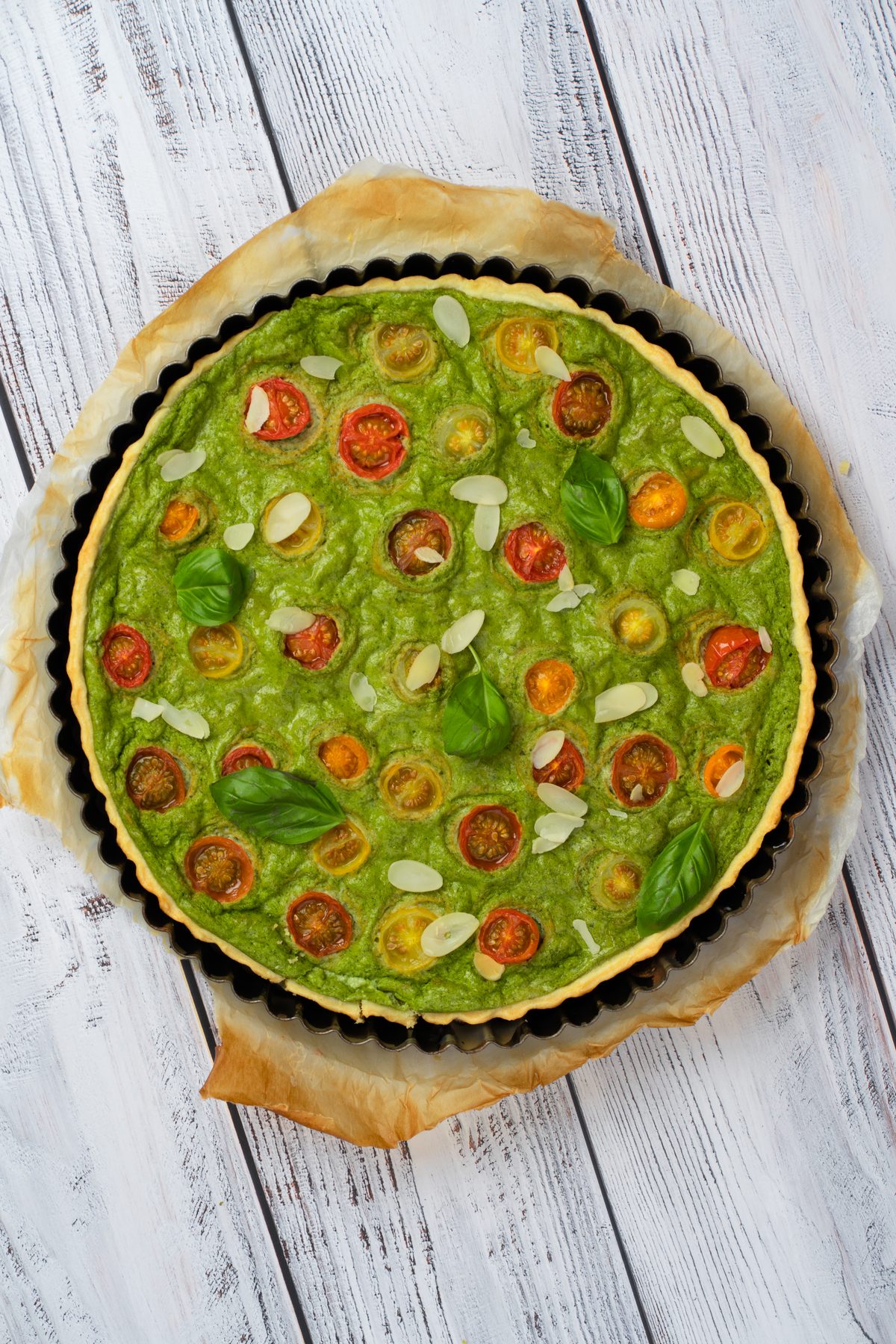 Tomaten Spinat Tofu Quiche