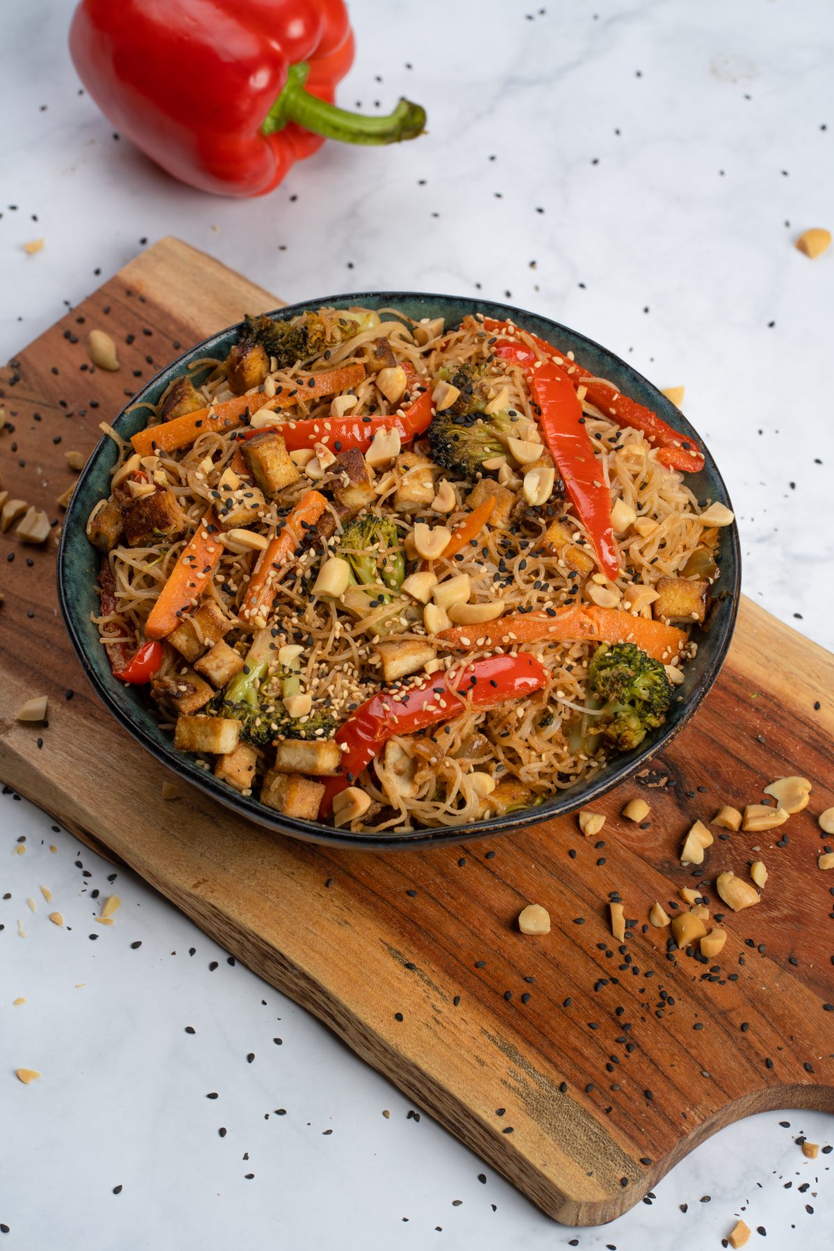 Gemüse Reisnudeln mit Tofu