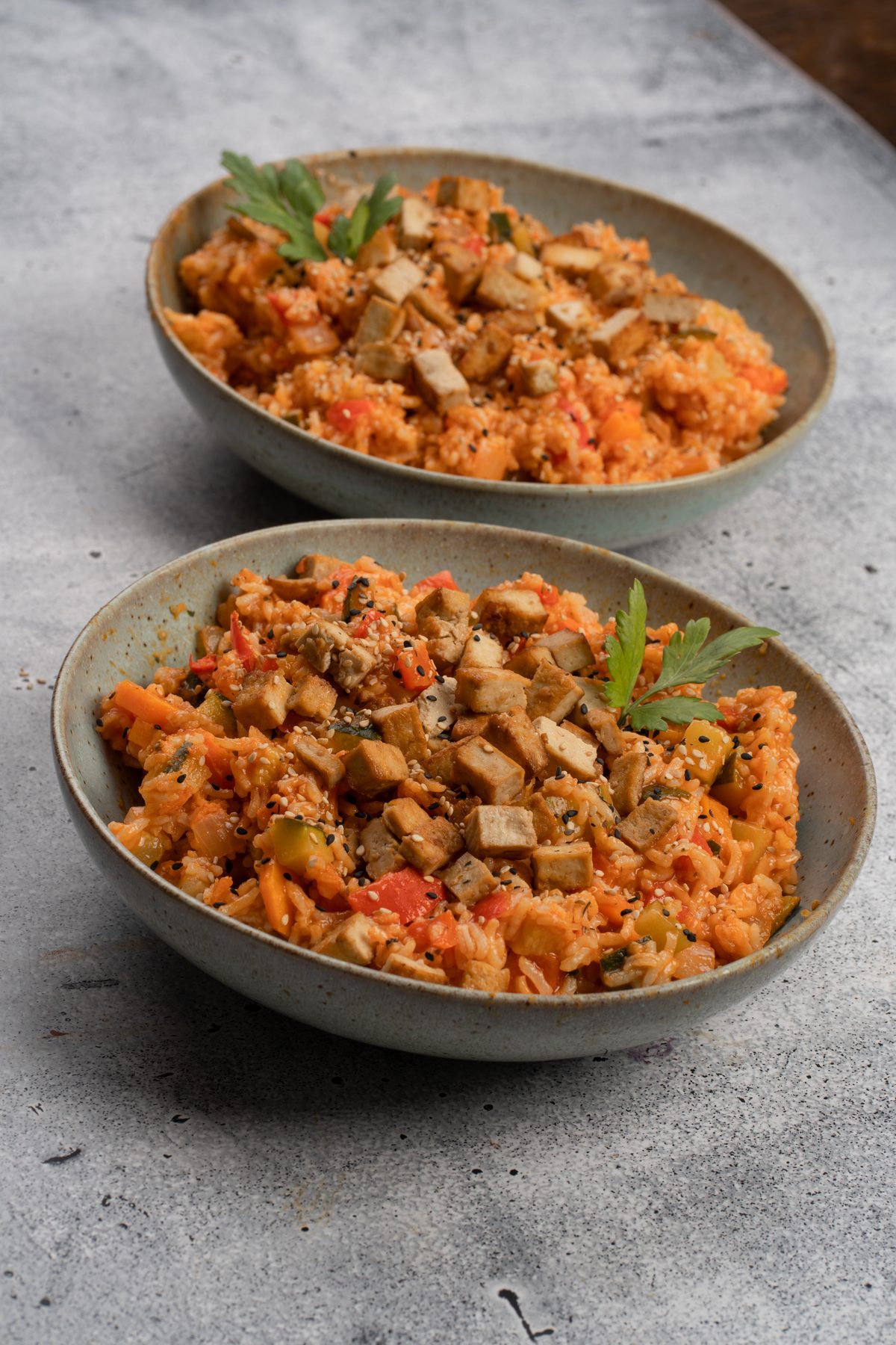 Reis Gemüse Pfanne mit Tofu
