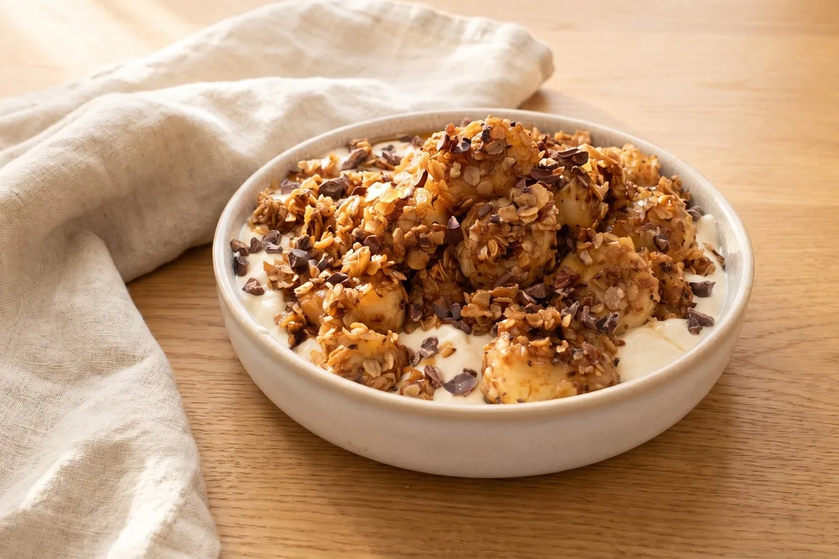Warme Bananen Hafer Crunch Bowl