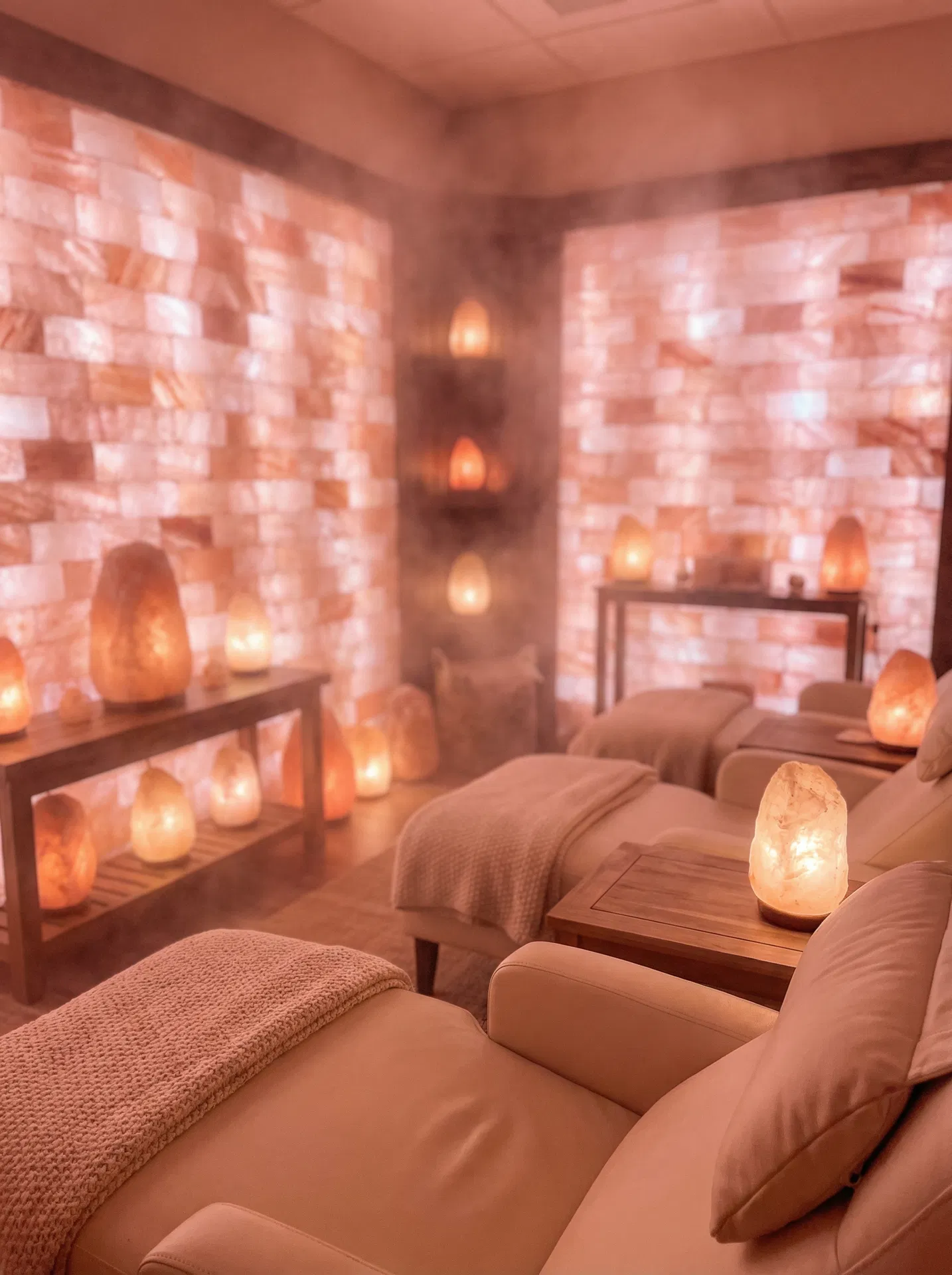 Salt therapy halotherapy room at Holly's Healthy Healing in Longmont, Colorado — dry salt aerosol for respiratory health and skin conditions