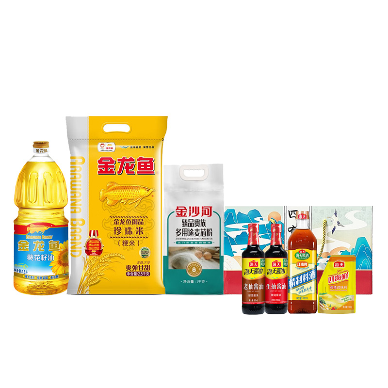 金龙鱼/海天/金沙河 粮油调味麦粉组合 3.6L+3.6KG