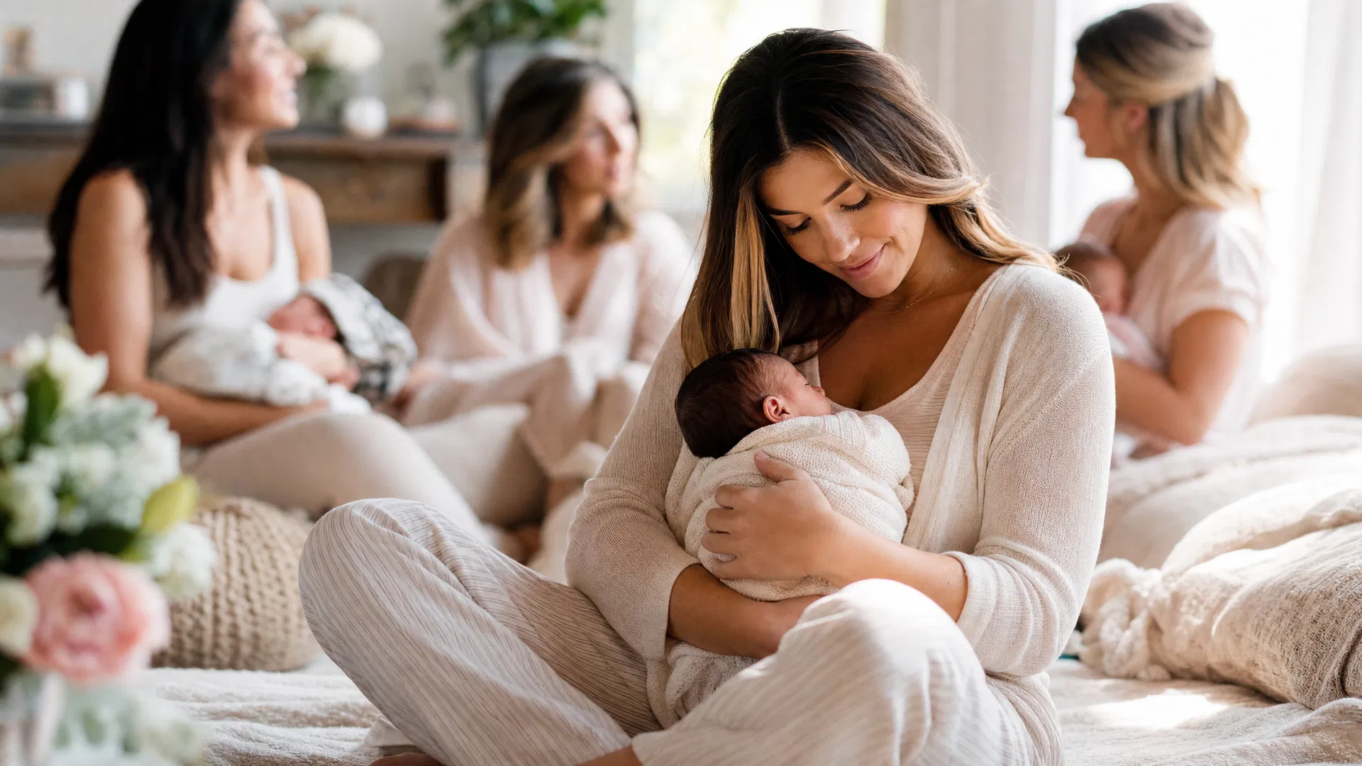 Mother holding newborn baby