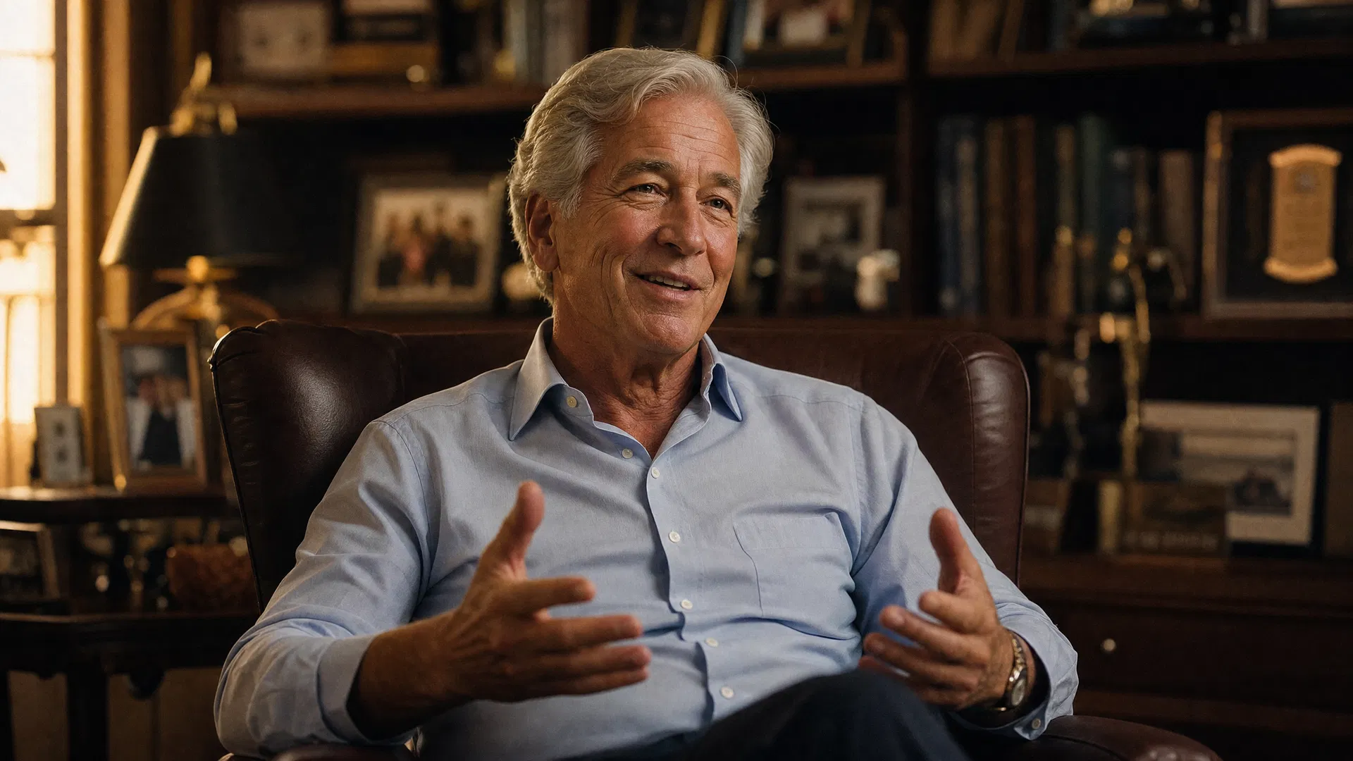 A distinguished man in his early 70s sharing stories during his documentary interview