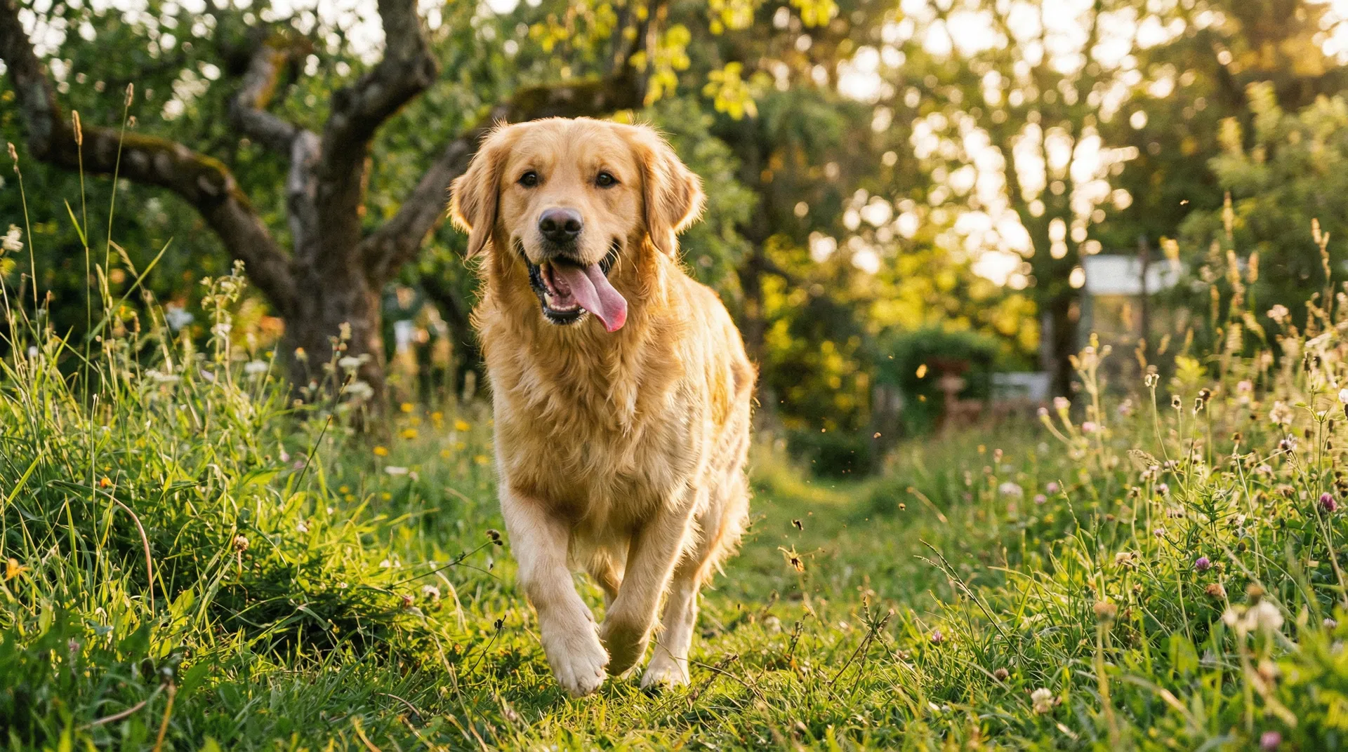 Apache, heureux et en bonne santé, courant dans le jardin