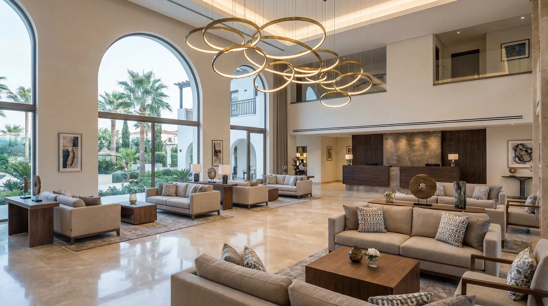 Athena Royal Hotel Grand Lobby with Elegant Chandelier