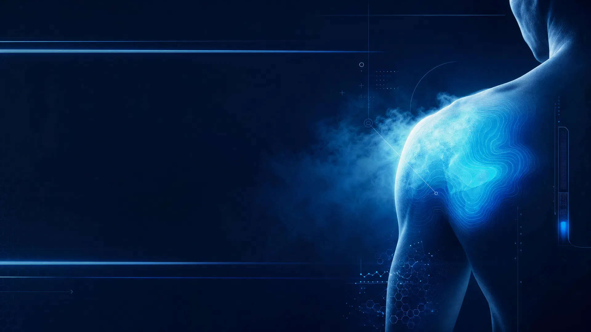 Abstract localized cryotherapy visual with cold contour overlays
