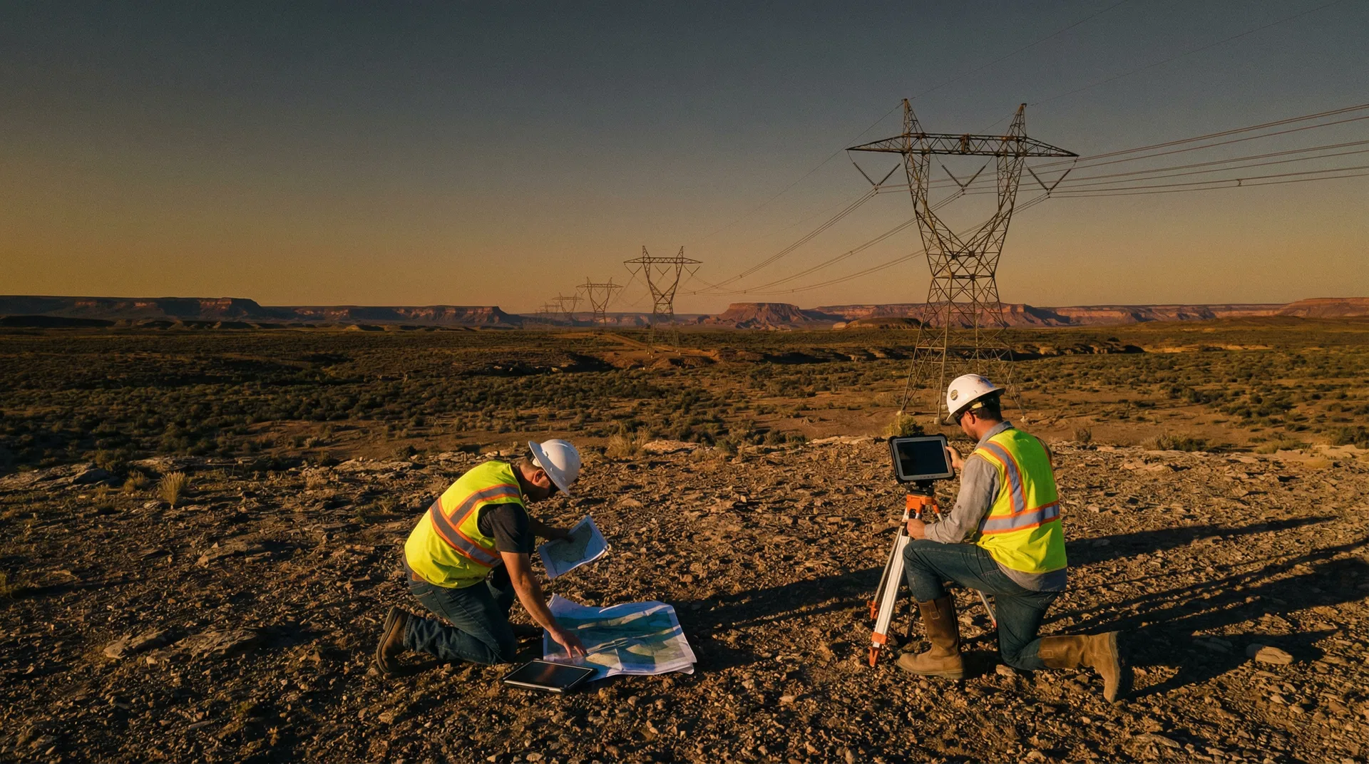 Site selection survey engineers in the field