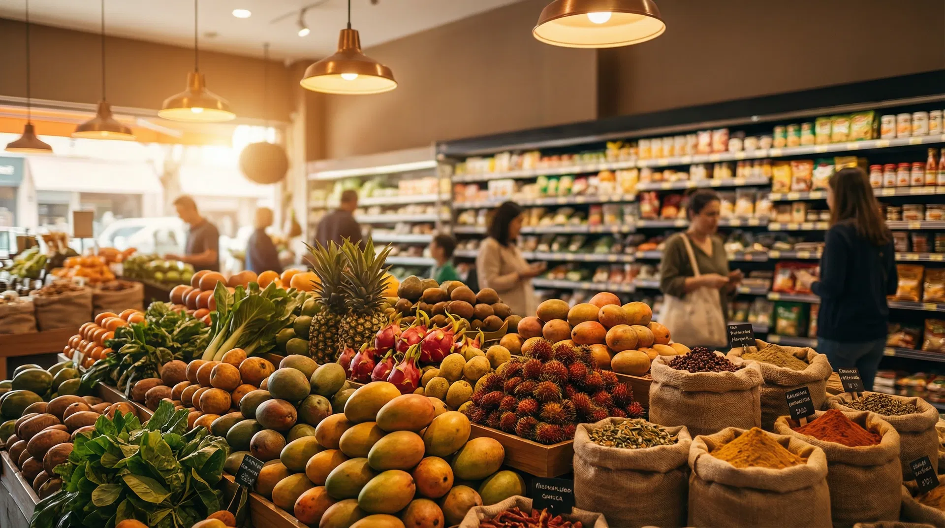 Mango Tree Super Market interior with fresh produce