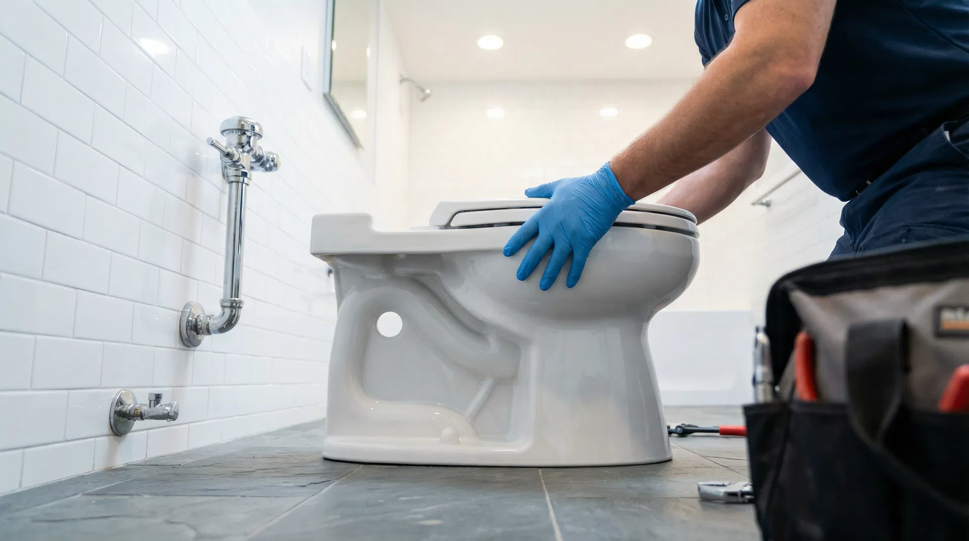 Professional toilet installation in multifamily property