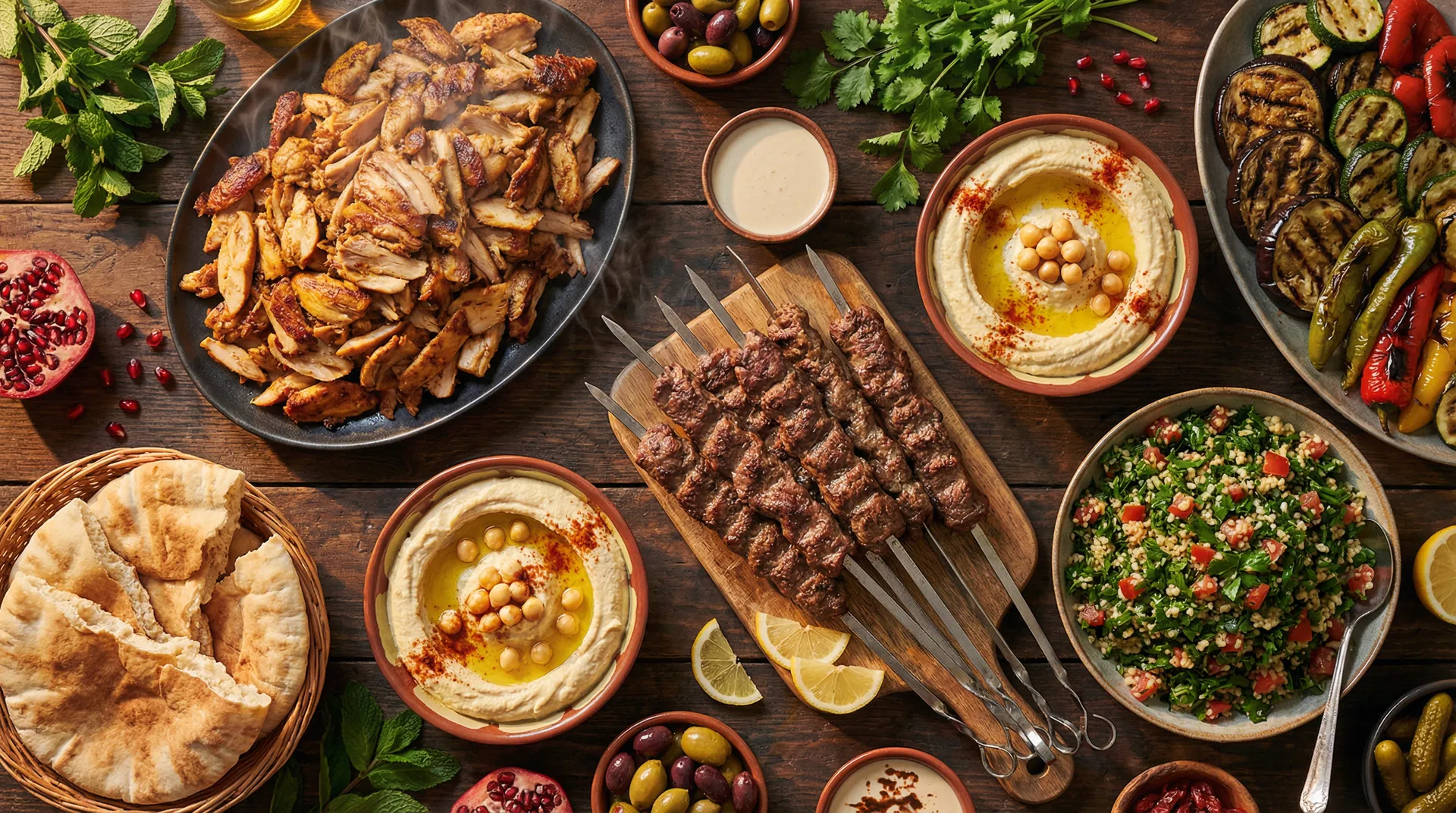 Mediterranean halal food spread