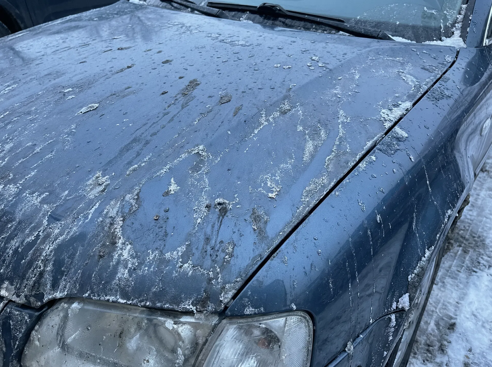 Winter salt damage on car