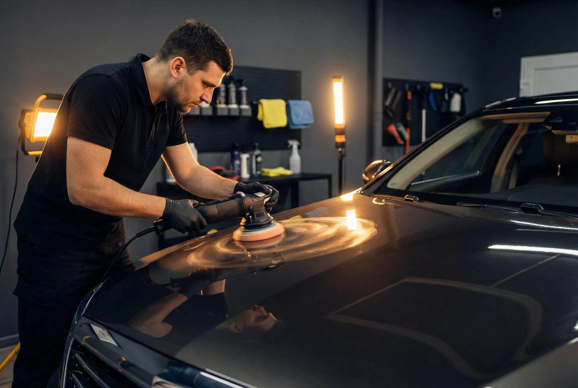 Professional detailer at work