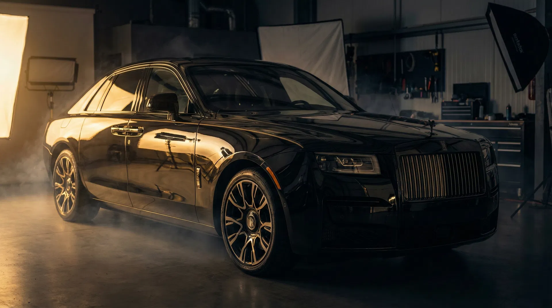 Luxury car in detailing studio