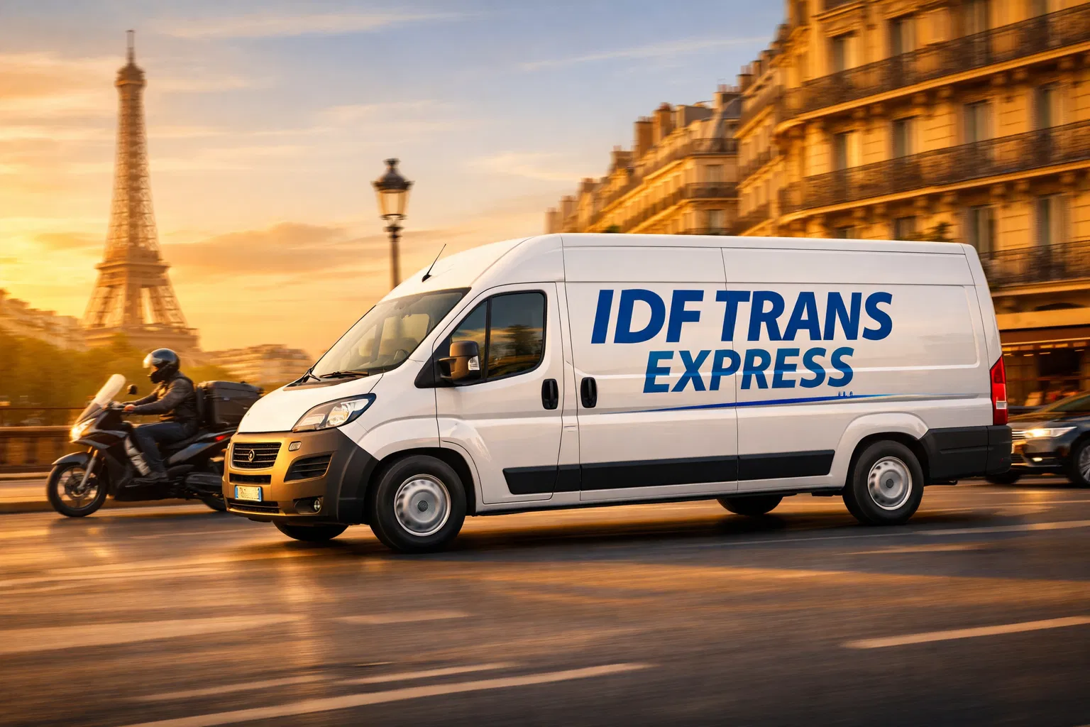 Livraison express en Île-de-France avec camion IDF TRANS EXPRESS entièrement visible