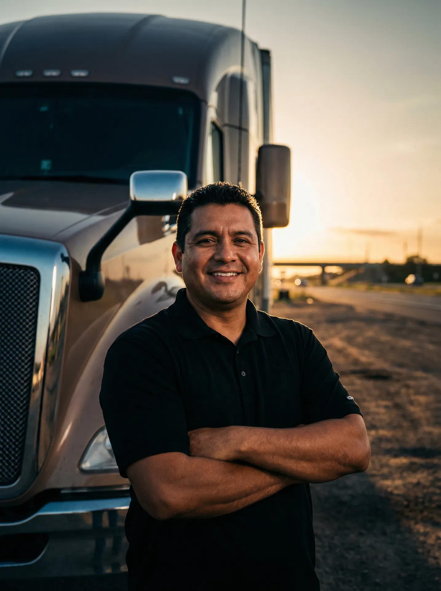 Confident truck driver