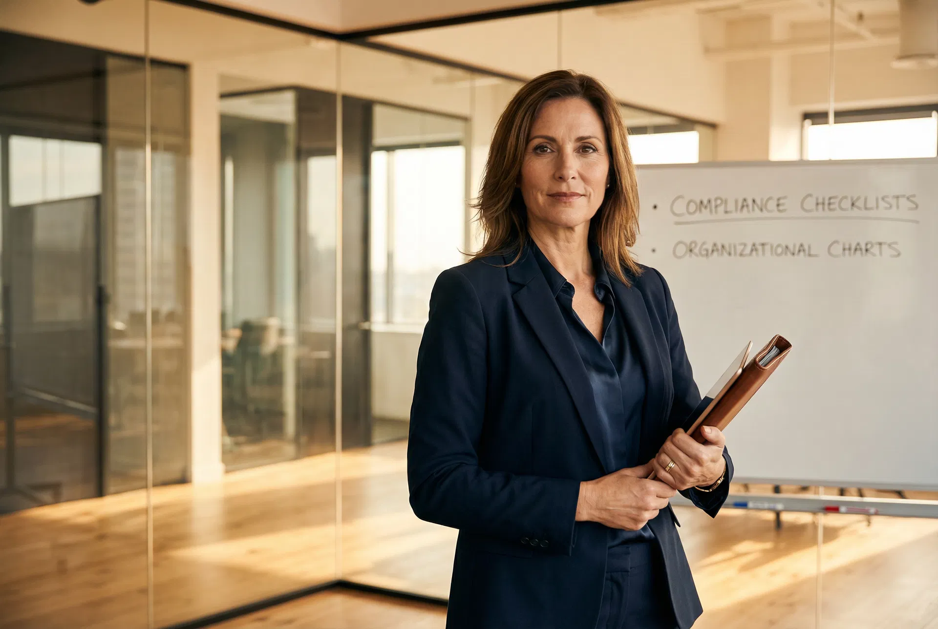 HR professional reviewing compliance documentation