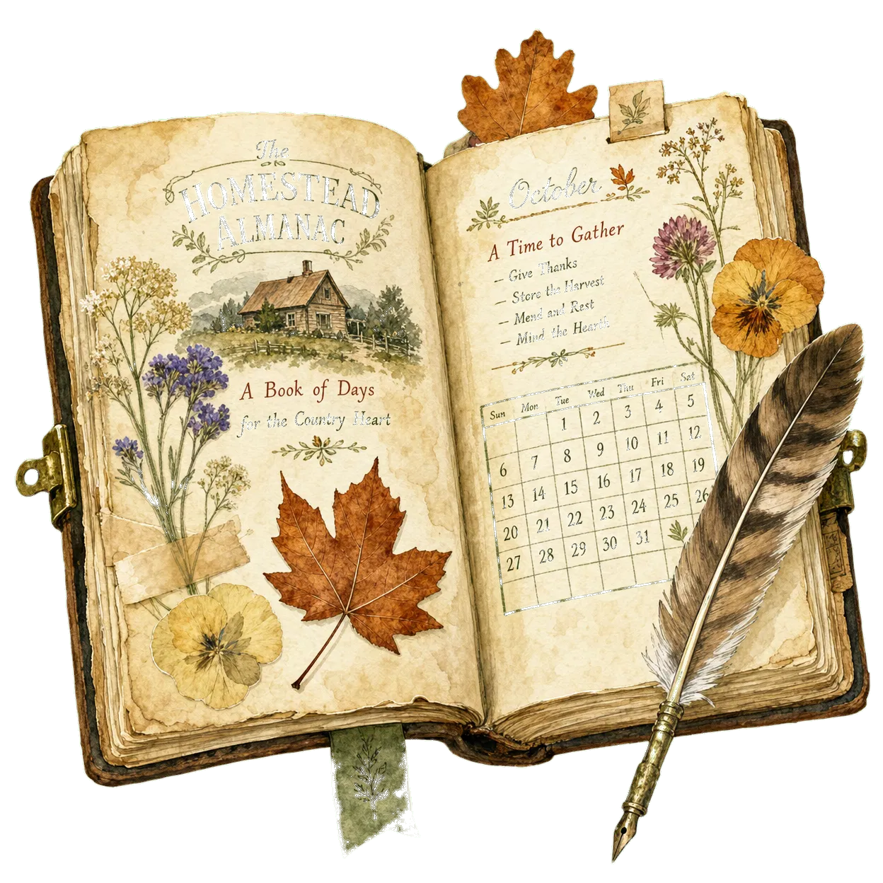 almanac watercolor illustration