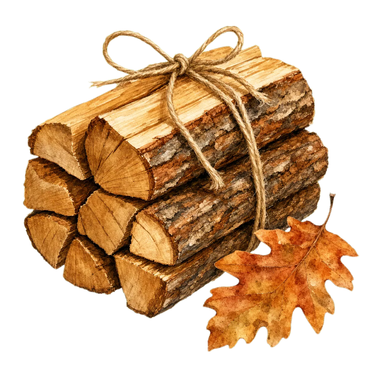 firewood watercolor illustration
