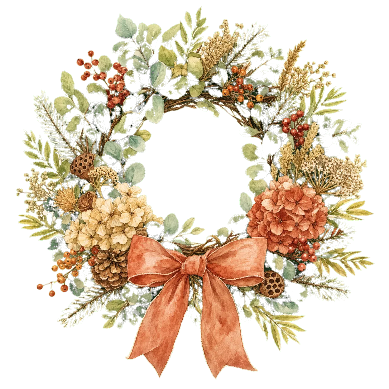 wreath watercolor illustration