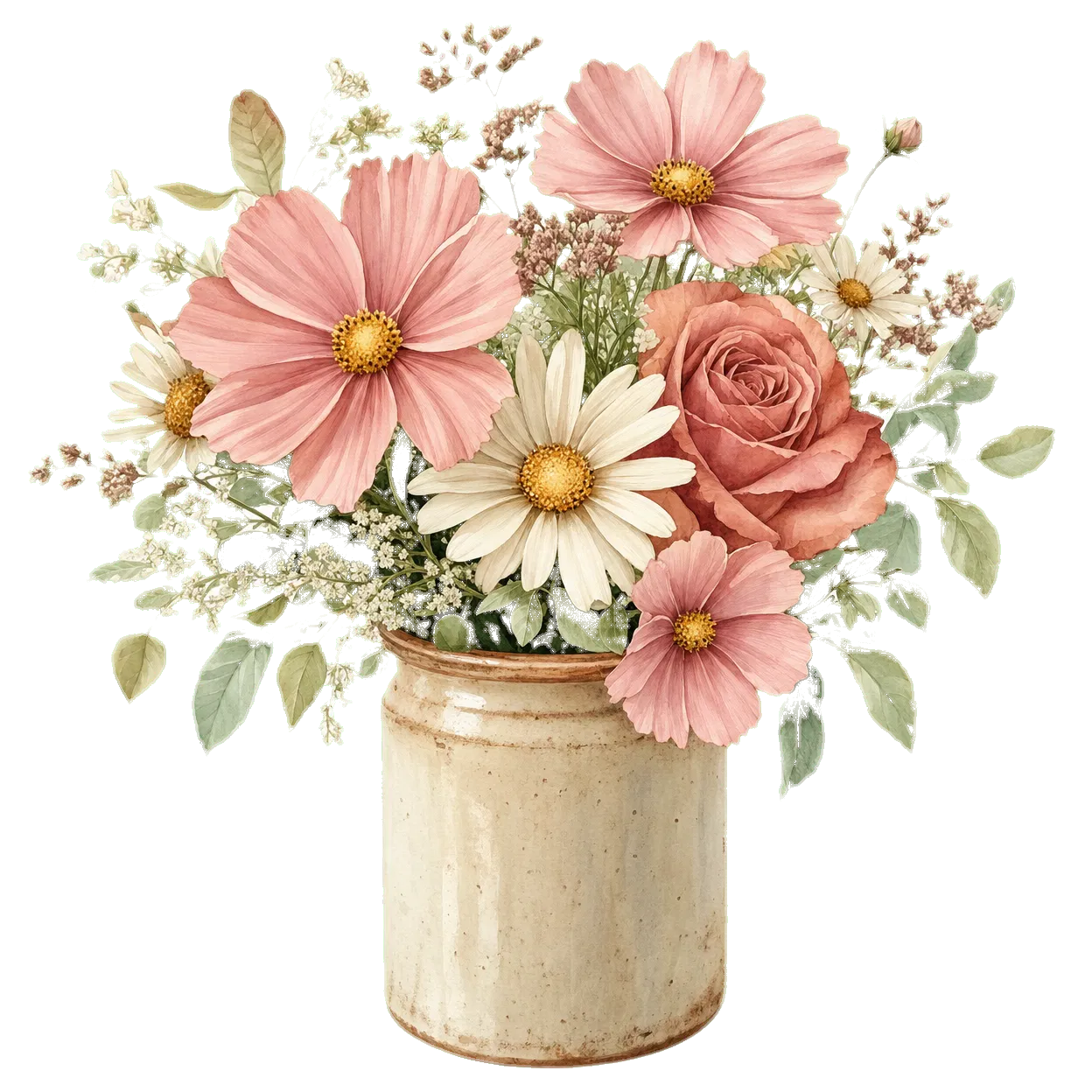 vaseFlowers watercolor illustration