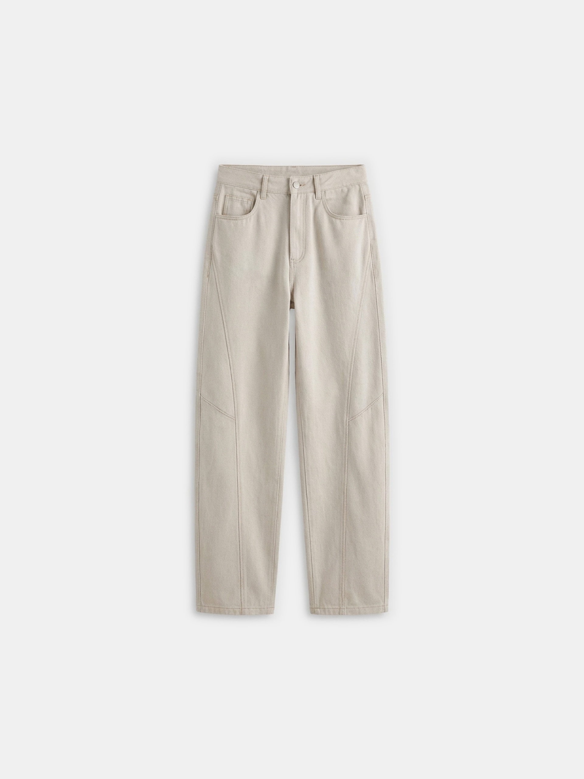 浅米棕牛仔弯刀裤