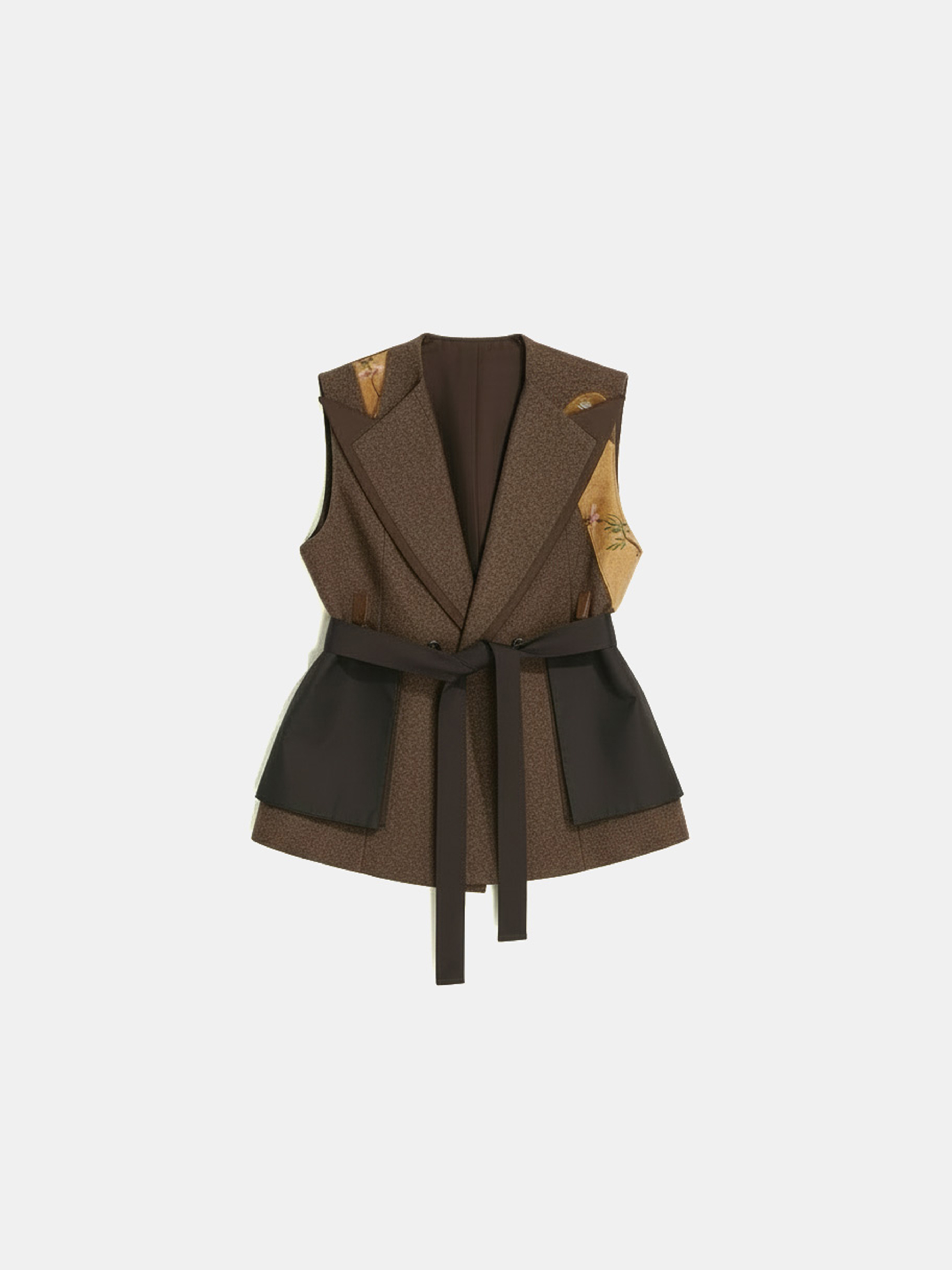 棕咖色细闪结构马甲